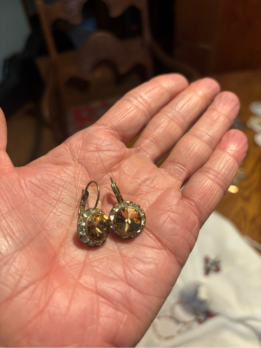 Gold-Tone Crystal Drop Earrings - Champagne Sparkle